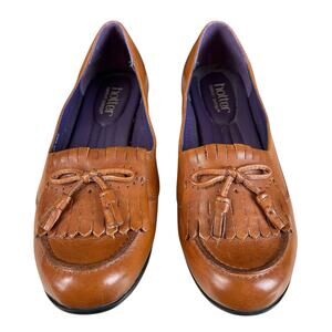 Hotter Comfort Shipley Loafers Women Size 8.5 Brown Leather Tassel Slip On Shoes